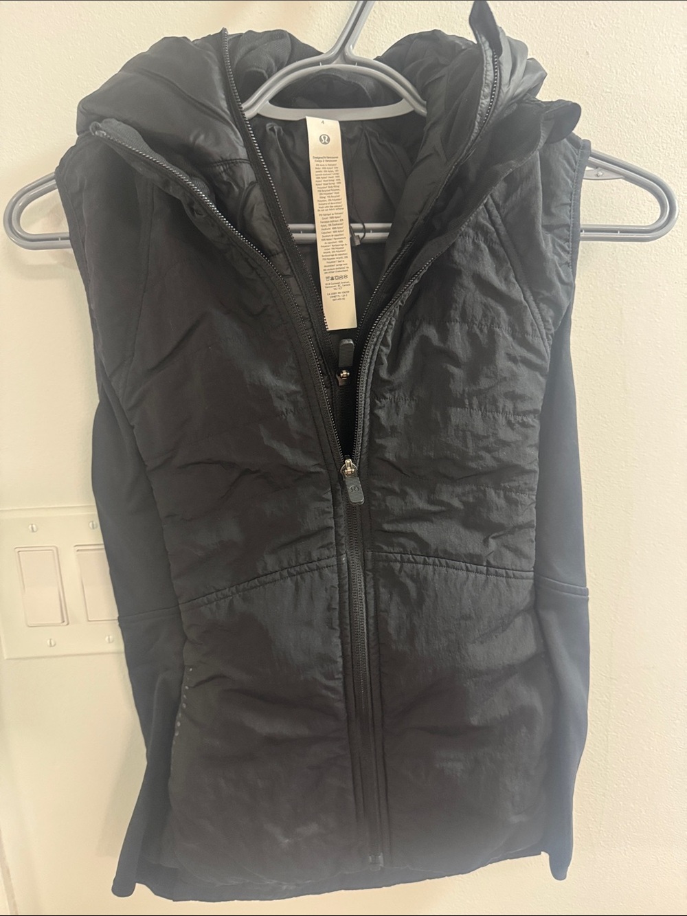 lululemon athletica Black Hooded Quilted Vest
